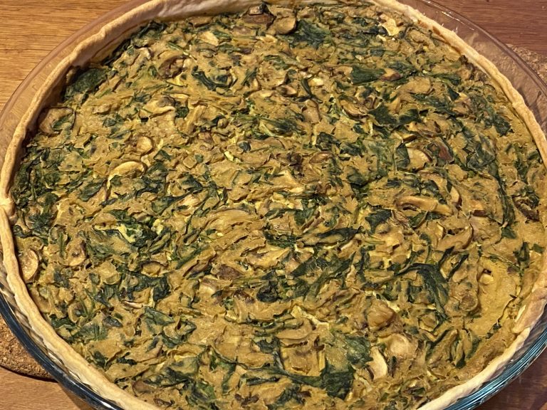Quiche met spinazie en kastanjechampignons
