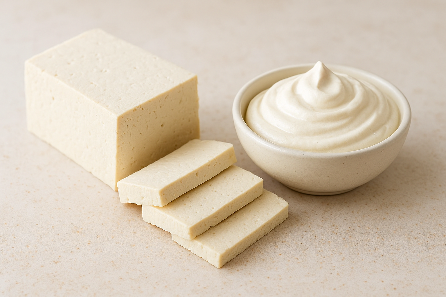 Blok tofu met plakken en tofubeslag