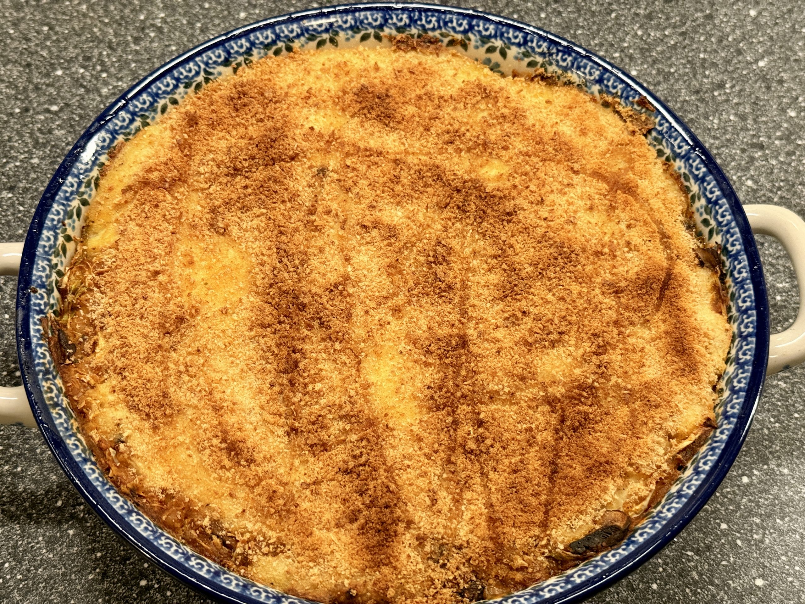 Bunzlau bord met een punt Shepherd’s pie