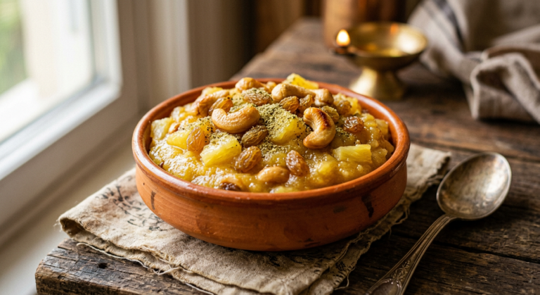 Ananas Kesari – warme Indiase griesmeelpudding